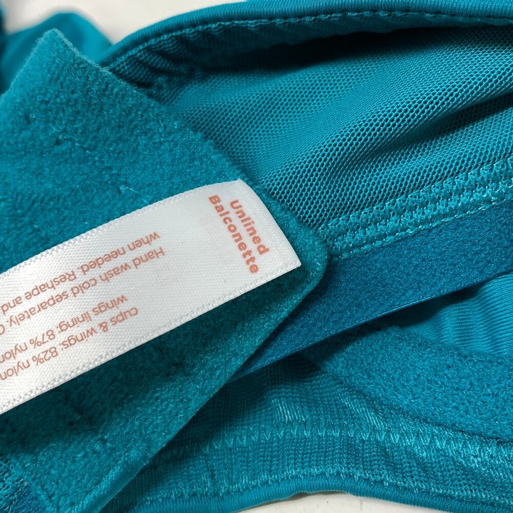 Cacique Unlined Balconette Bra 38DD Teal Underwire Full Coverage Lingerie - Picture 5 of 5